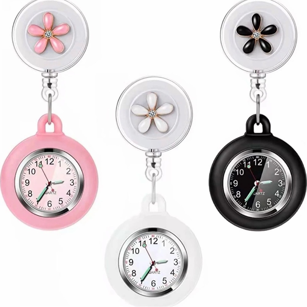 Set of Three Flower Clip-On Watches